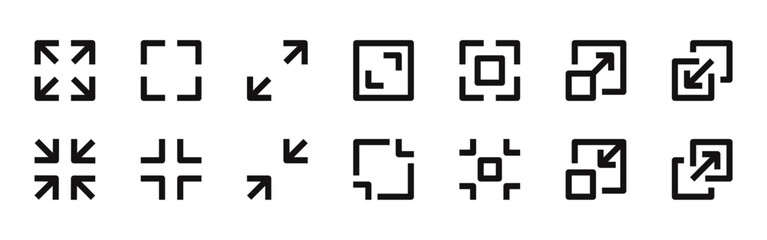 Fototapeta premium Full screen icons set. Scalability symbol collection. Vector illustration.