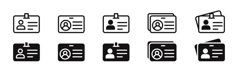 ID Card icons set. Identification card symbol collection. Vector Illustration.