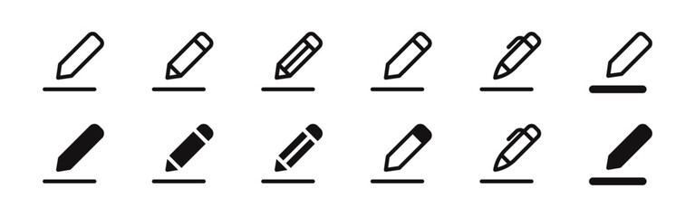 Edit pen icons set. Sign up symbol collection. Vector illustration.