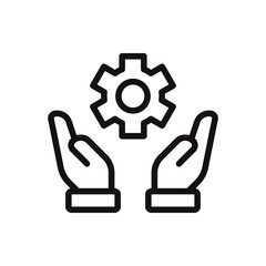 Gear in hand icon. Service, support, setting, progress symbol. Vector Illustration.