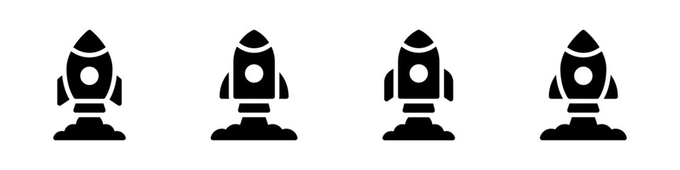 Rocket icons set. Launching sign, business start up symbol collection. Vector illustration.