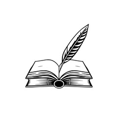 Vintage Book with Quill Pen: A Symbol of Literature, Knowledge, and Writing