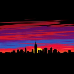 Obraz premium Minimalist city skyline silhouette with gradient sky and typography silhouetted skyline cityscape architecture illustration building city vector