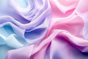 Obraz premium Waves of pink and purple motion flow on a light blue background, depicting a summer scene with an ice cream abstract theme