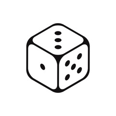 Dice cube icon. Traditional die, casino symbol. Vector illustration.
