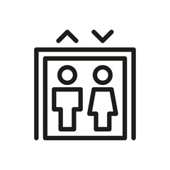 Elevator icon. Lift with passengers. Vector illustration.