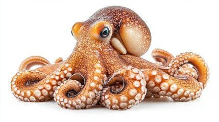 Colorful Octopus with Detailed Textures Resting on White Background