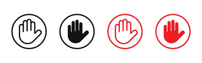 Fototapeta premium Hand Raise icons set. Stop symbol collection. Vector illustration.