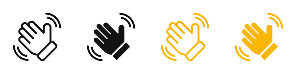 Fototapeta premium Waving hand icons set. Hello symbol collection. Vector illustration.