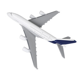 Plane model in air on white background