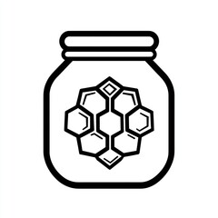 Fototapeta premium Honey jar icon, honeycomb design, white background, food packaging
