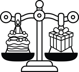 scale with two boxes on it, one of which is labeled