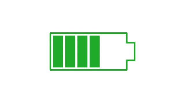 Animation battery loading with green color 4k background video