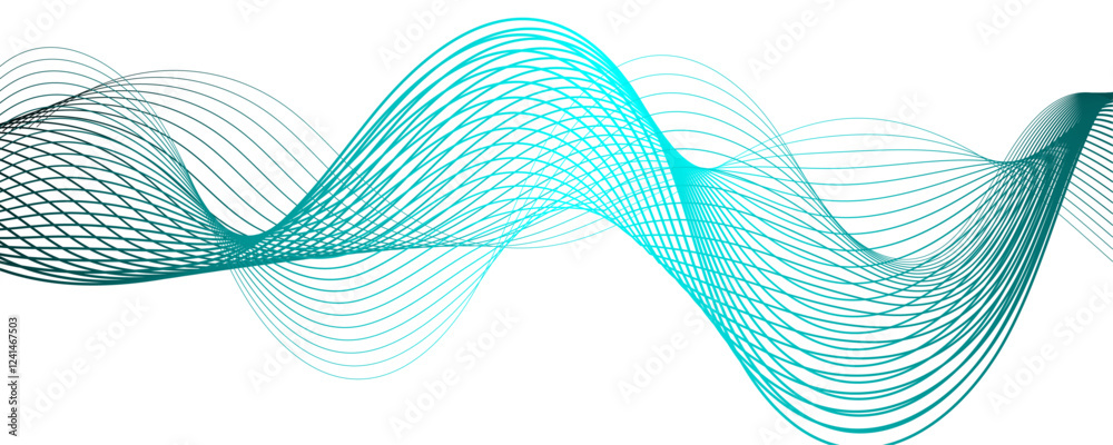 Aufkleber Digital frequency track equalizer. Abstract colorful gradient background wave element for design. Striped ribbons vector background with lines. Modern lines of geometry wave shapes.