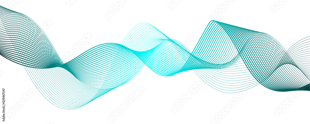 Fototapete Digital frequency track equalizer. Abstract colorful gradient background wave element for design. Striped ribbons vector background with lines. Modern lines of geometry wave shapes.