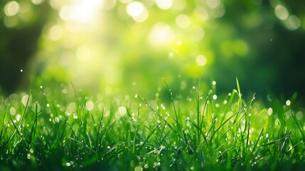 Obraz premium Captivating abstract bokeh fresh green grass nature scene outdoor environment close-up view serenity concept