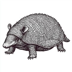Fototapeta premium Detailed Armadillo Illustration Ink Drawing Wildlife Animal Nature Graphic Design