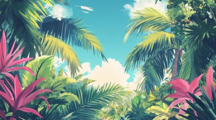 Tropical paradise illustrations transport you to a dreamy summer escape.