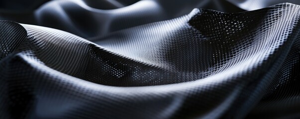 Naklejka premium Dark grey textile draped, textured surface, close-up, abstract background
