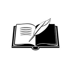 Open Book with Quill Pen: A Symbol of Literature, Writing, and Knowledge