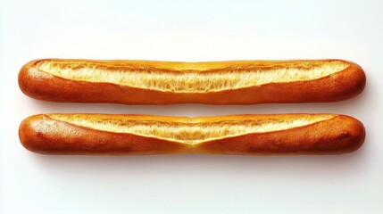 Freshly Baked Crispy Bread Loaves on a Plain White Background