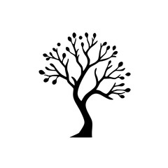 Elegant Black Tree Silhouette: Minimalist Nature Graphic Design. Perfect for decoration, print, or web design projects. Simple, elegant, and versatile.