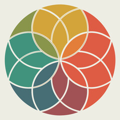 set of different color fill round shape palette