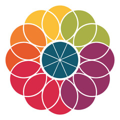 set of different color fill round shape palette