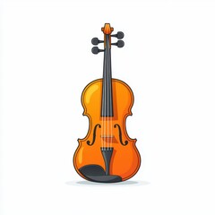Fototapeta premium Classic Orange Violin Musical Instrument Illustration Isolated on White Background