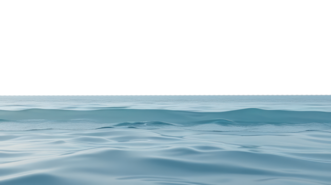 serene seascape with gentle wave isolated on transparent background, png file