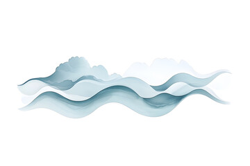 Blue sea wave watercolor illustration isolated on white background