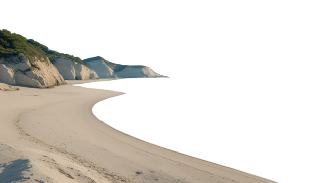 Tranquil bay with gently curving shores isolated on transparent background, png file