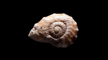 Seashell spiral detail, black background, nature photography, website design