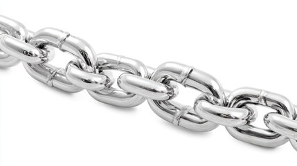 Obraz premium Shiny metal chain links on white background; strength, connection concept