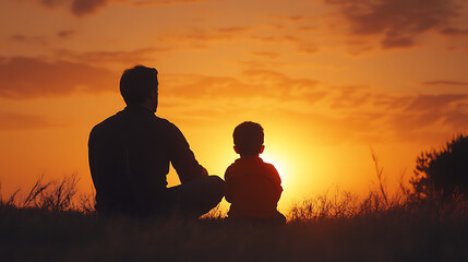  A father sharing valuable life lessons with his son while watching a sunset (2)