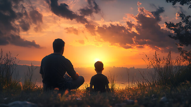  A father sharing valuable life lessons with his son while watching a sunset (3)