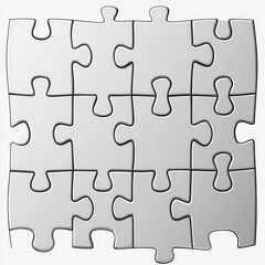 Complete Grey Jigsaw Puzzle Pieces Solution Teamwork Concept Illustration