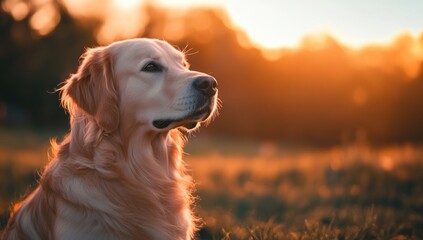 Golden Retriever at Sunset: A Majestic Canine Silhouette