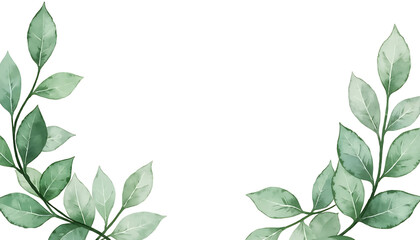 Fototapeta premium Watercolor illustration of leafy branches on a white background
