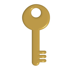 3D gold key icon illustration