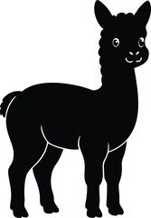 A cute baby Alpaca a silhouette illustration.