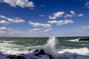 Choppy sea in Collioure, France