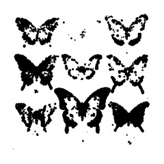 Abstract butterfly silhouettes created using a dot-based technique.