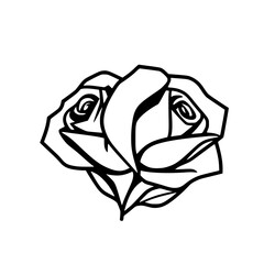 Elegant Black and White Rose Line Art: A Simple Botanical Illustration