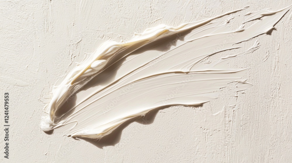 Poster cream-colored paint glides smoothly across a textured canvas, forming gentle swirls that evoke a sen