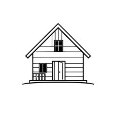 Simple House Illustration: Minimalist Black and White Home Design Sketch