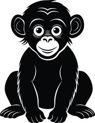 A cute baby Chimpanzee a silhouette illustration