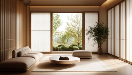 Serene Minimalist Japanese Living Room Design
