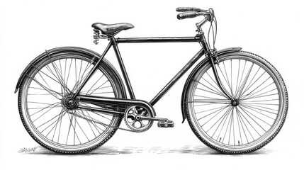 Whimsical Monochrome Bicycle Clip-Art Illustration with Retro Vibe for Design Projects, Vintage Prints, Minimalist Graphics, and Cycling Blogs