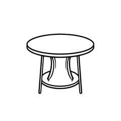 Round Table: Modern Home Decor, Simple Furniture Design, Classic Interior Style. Elegant and Minimalist Table Sketch for Room Decor